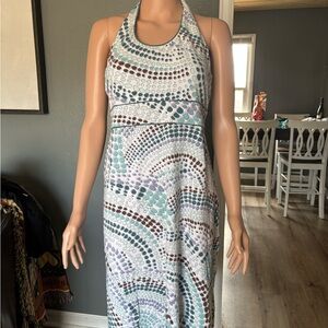 Title Nine Halter Dress - Blue, Brown, White